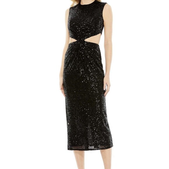 Mac Duggal 27022 Black Sequined Cutout Dress Size 4 - Picture 2 of 12